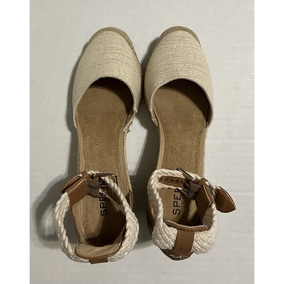 Womens Sperry Top-Sider Espadrille Fabric Top Wedge Heels w Ankle Strap US 7.5M - Picture 3 of 9